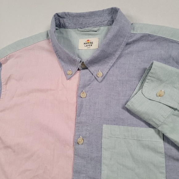 Marine Layer Other - Marine Layer Men California Oxford Shirt Marge M/L Multi Colorblock Cotton